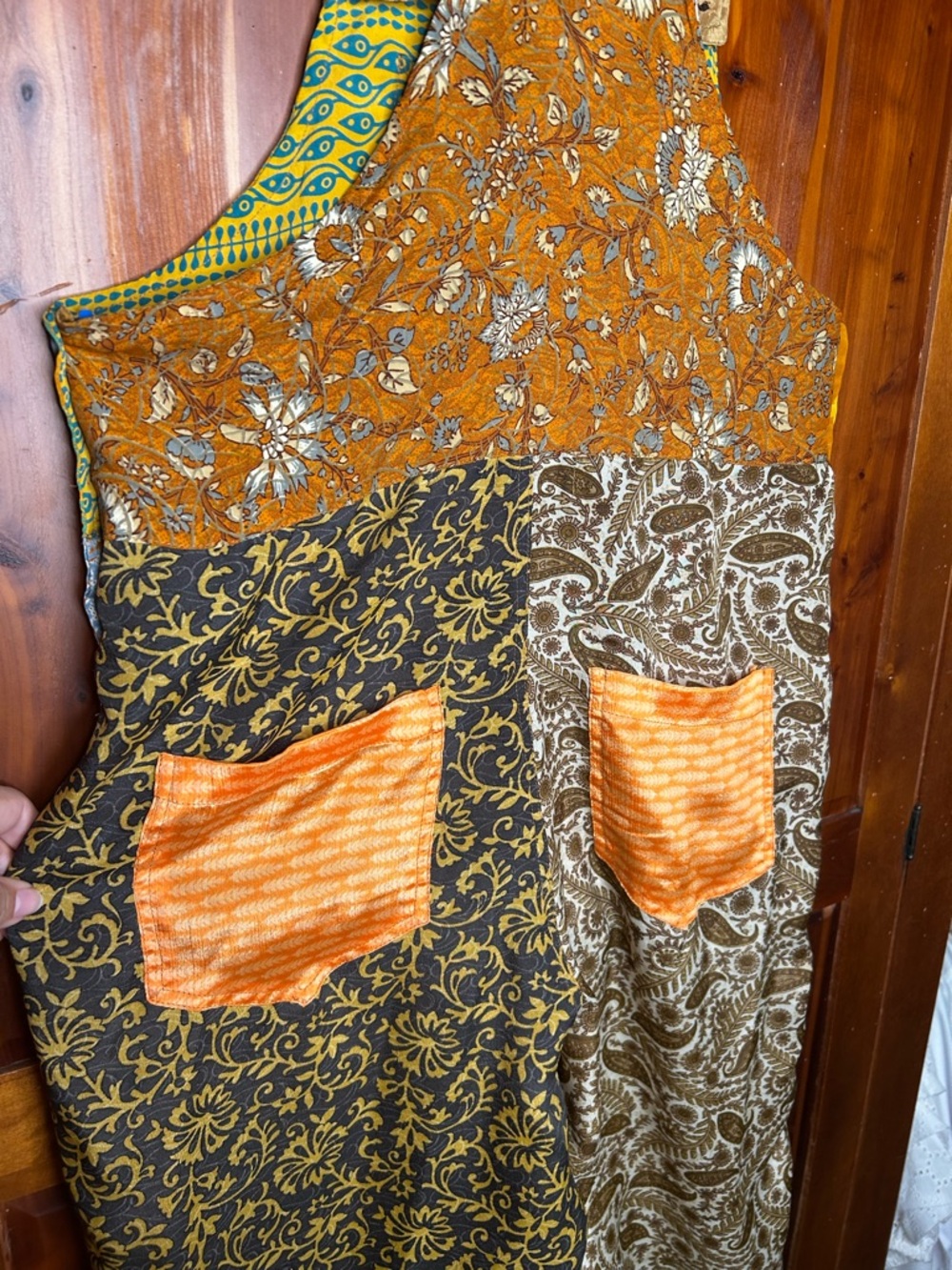 Mexicali Blues Boho Patchwork Silk Blend Overalls Hippie Whimsical One of a KInd - Picture 9 of 17